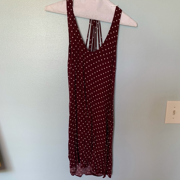 Maroon and white polka dot dress - Picture 1 of 3